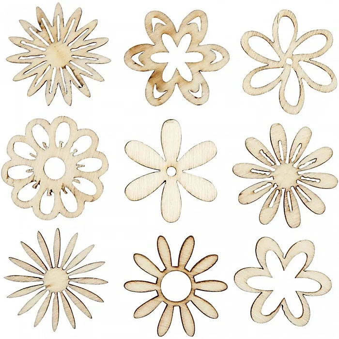 Wooden Decorations - Flowers (45 pcs.)