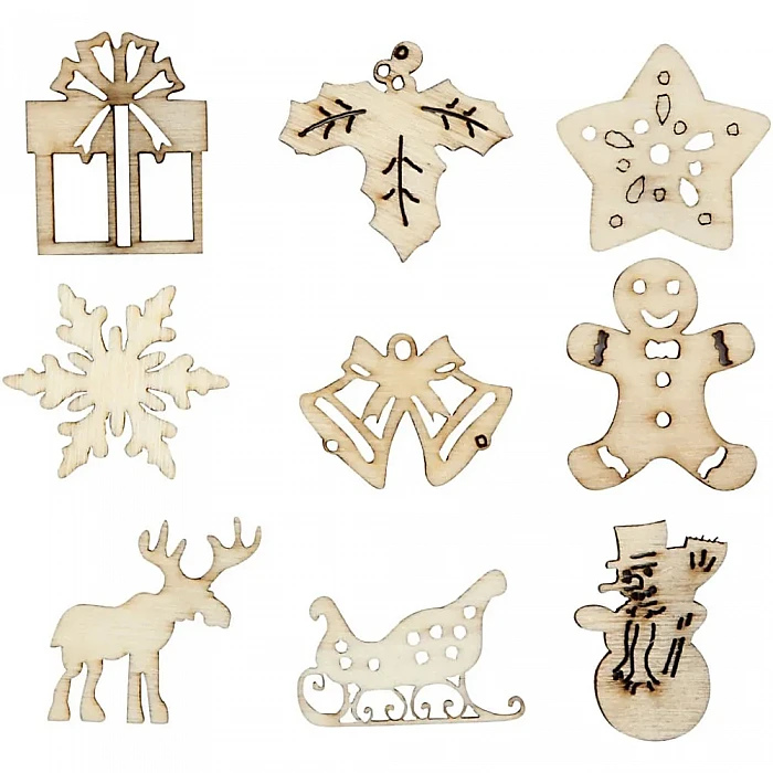 Wooden Christmas Decorations – 45 pcs.