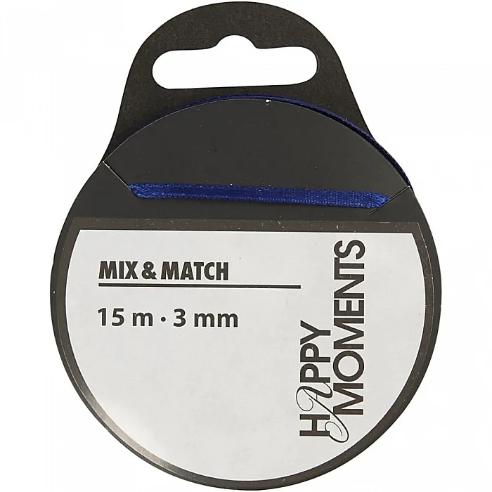 Satīna lenta - tumši zila (B 3 mm, 15 m)