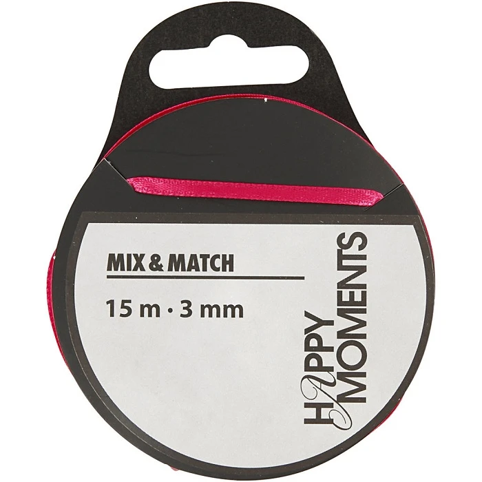 Satin Ribbon - Pink (W 3 mm, 15 m)