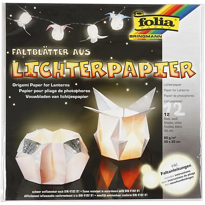 Origami Paper for Lantern Making - White (12 pcs)