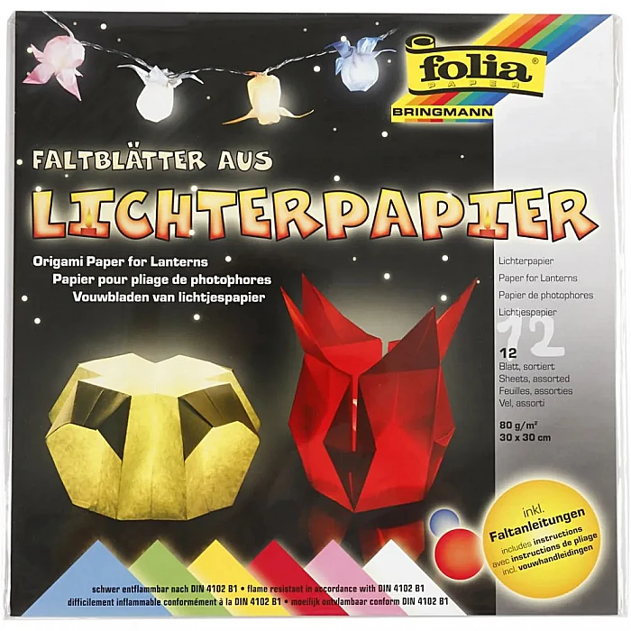 Origami Paper for Lantern Making - Assorted Colours (12 pcs)