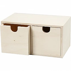 Wooden Box with Two Compartments (9.2 x 17.7 cm)