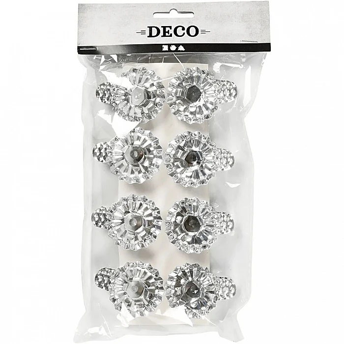 Clip-on Candle Holder - Silver (8 pcs)
