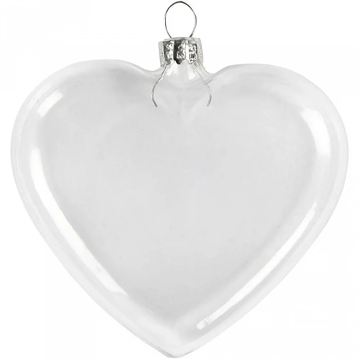 Украшение - плоское стеклянное сердце (6 шт.)