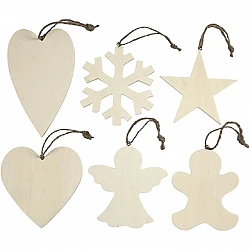 Wooden Christmas Decorations (6 pcs)