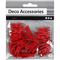 Decorative Wooden Pegs Clothespins - Red (36 pcs)