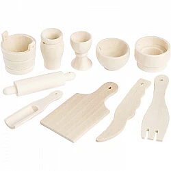 Wooden Kitchen Utensils Decorations, 10 pcs