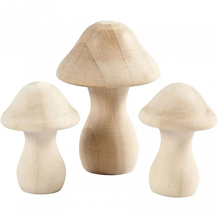 Decorative Wooden Mushrooms (3 pcs)