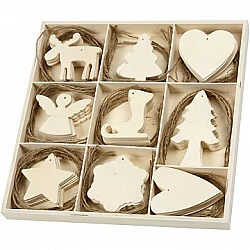 Wooden Christmas Decorations (72 pcs)