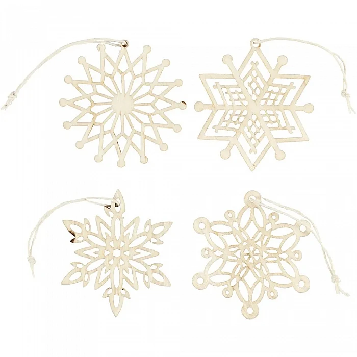 Wooden Decorations - Snowflakes (8 pcs.)