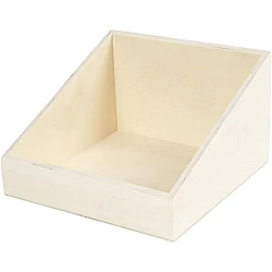 Wooden box with slanted sides (width 19.5 cm)