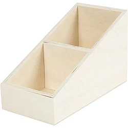 Wooden Box with Slanted Sides (2 Compartments)