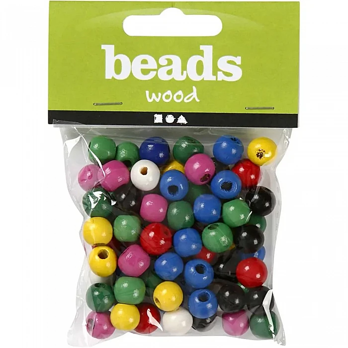 Koka pērlītes - krāsainas (D12mm)