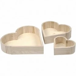 Wooden Heart Dishes (3 pcs)