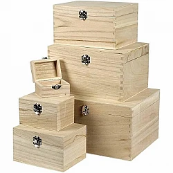 Wooden Boxes with Latch (6 pcs)
