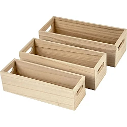 Wooden storage boxes (3 pcs)