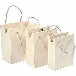 Wooden Boxes - Bags with Handles (3 pcs)