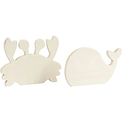 Wooden Decorations - Crab and Whale