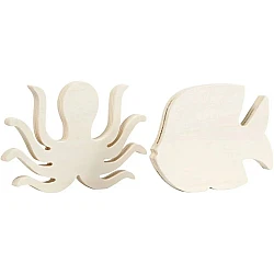 Wooden Decorations - Octopus and Fish