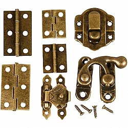 Metal Fasteners and Hinges (45 pcs)