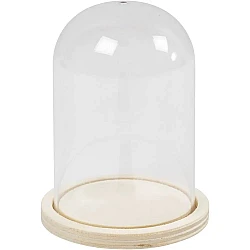 Glass dome with wooden base