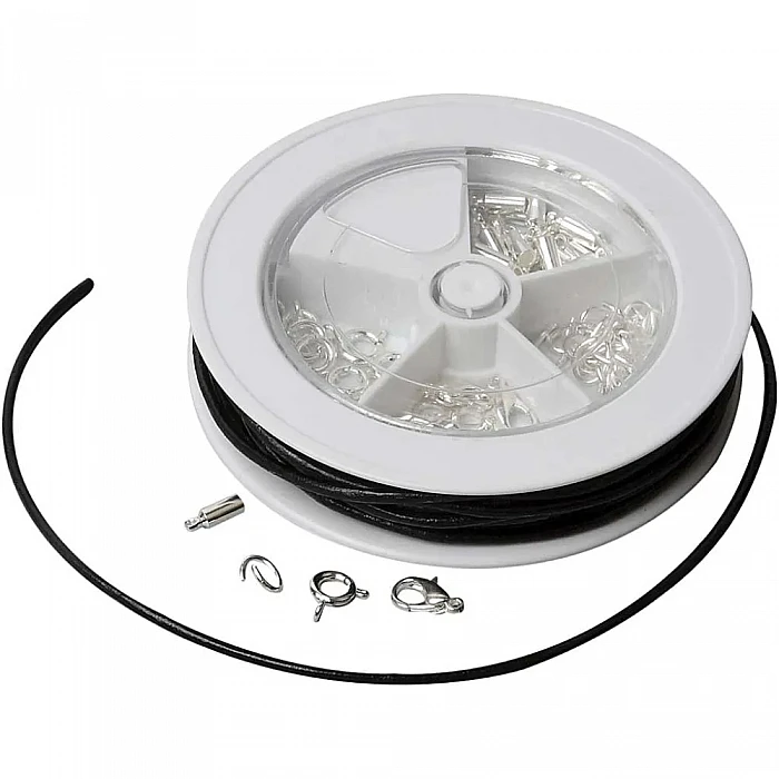 Набор для создания украшений с чёрным кожаным шнуром