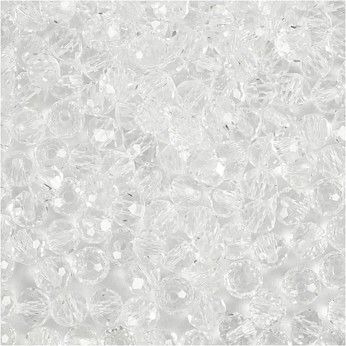 Glass beads with string - crystal colour (3 x 4 mm, 100 pcs.)