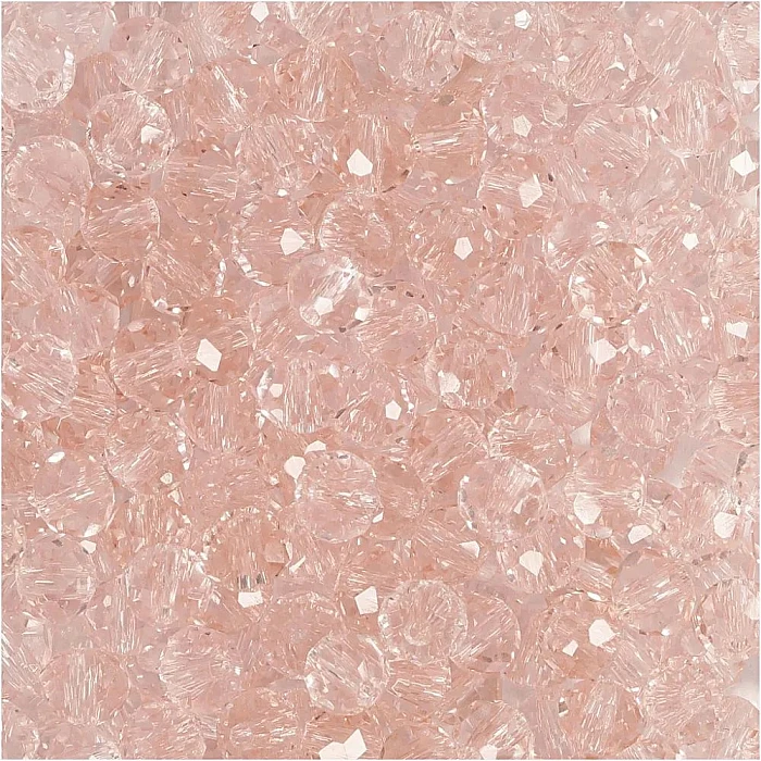 Glass beads with thread - light pink (3x4 mm, 100 pcs.)