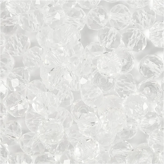 Glass beads with cord - crystal colour (5 x 6 mm, 100 pcs.)