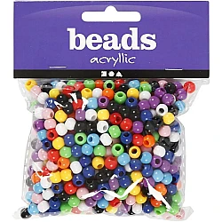 Пластиковые бусины - цветные (D6 мм, 125 мл)