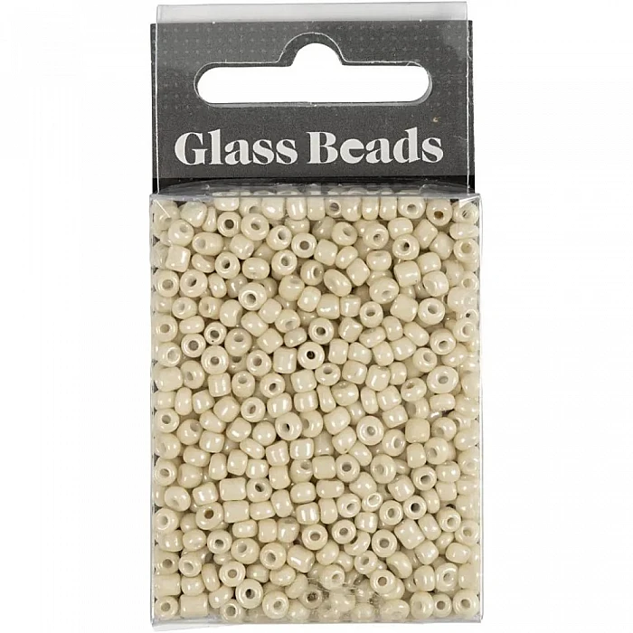 Glass Seed Beads – Cream (3 mm, 25 g)
