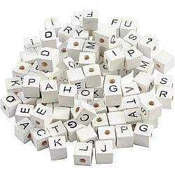 Hanging Wooden Beads - White, 96 pcs