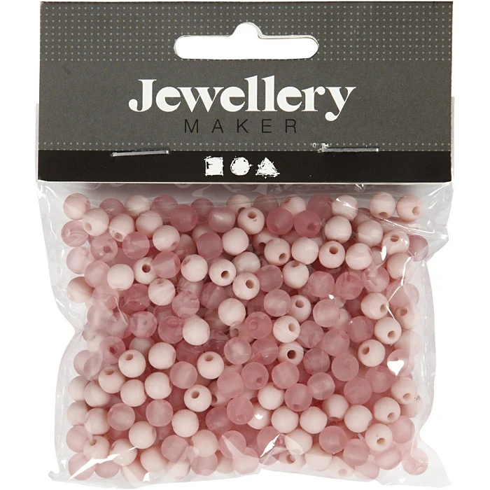 Plastic Beads - Light Pink (6 mm, 40 g)