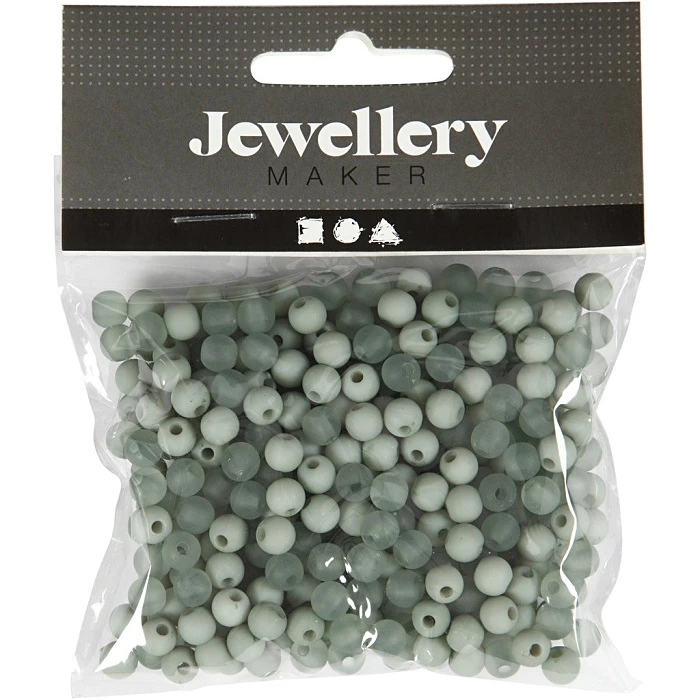 Plastic beads – light green (6 mm, 40 g)