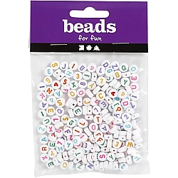 Plastic letter beads - round, multicolour (25g)