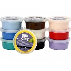 Zīda māls - dažādas pamatkrāsas (10x40 g)