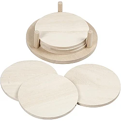 Wooden rings with holder, 6 pcs