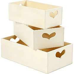 Set of 3 Wooden Heart Boxes