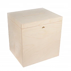 Деревянный сундук для конвертов с замком (квадратный)