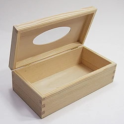 Wooden Napkin Box with Hinged Lid