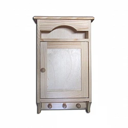 Wooden key cabinet with hooks