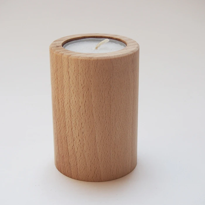 Round Wooden Candle Holder - 80 mm