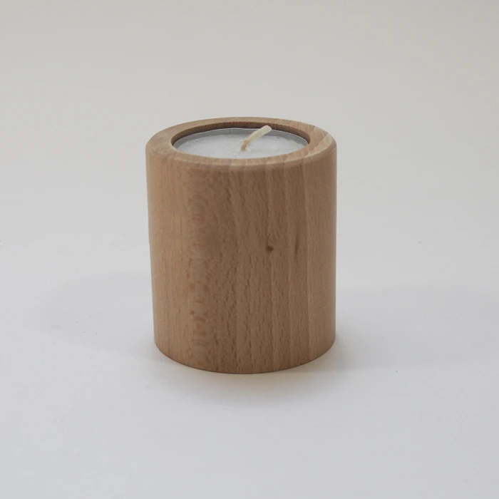 Round Wooden Candle Holder - 60 mm
