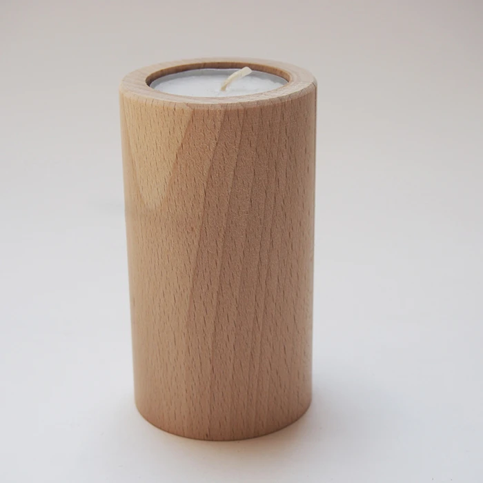 Round Wooden Candle Holder - 100 mm