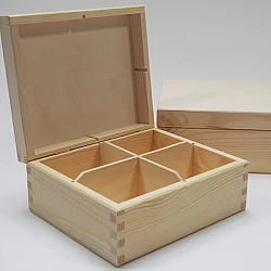 Wooden box with 4 compartments