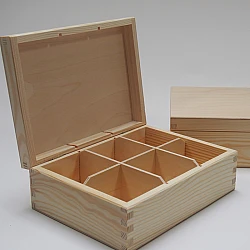 Wooden box with 6 compartments