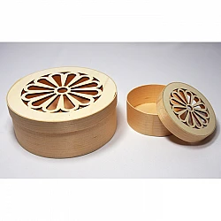 Round Wooden Box with Decorative Lid (Large)