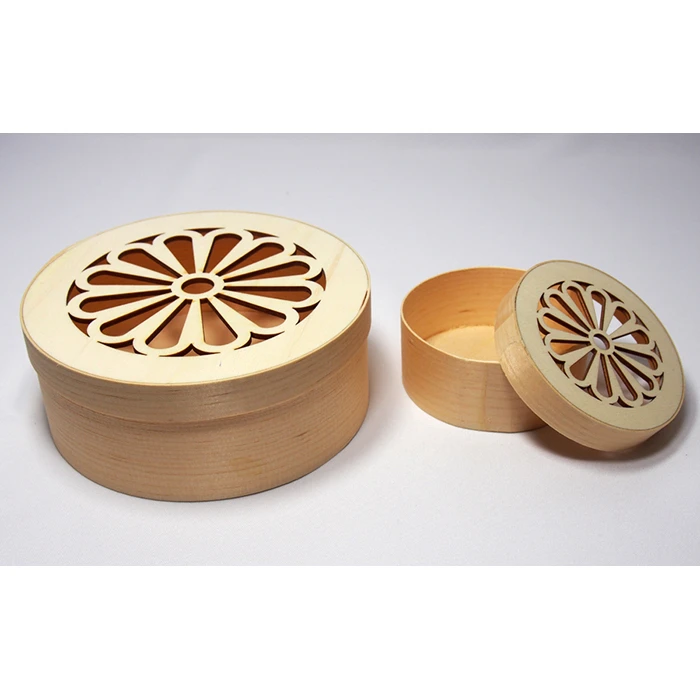 Round Wooden Box with Decorative Lid (Medium)