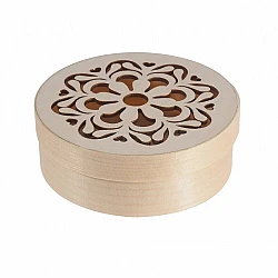 Round wooden box with decorative lid (D 12.5 cm)